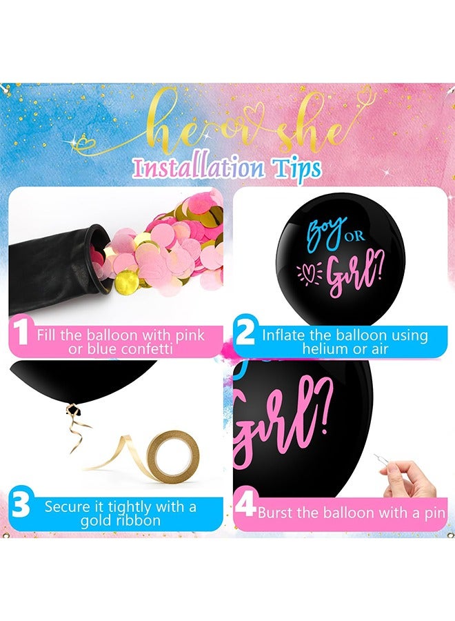 Thickened Gender Reveal Balloon - Gender Reveal Confetti Balloons with Pink and Blue Confetti – 36 Inch Black Gender Reveal Balloons Perfect for Taking Photos and Videos  - Image 4