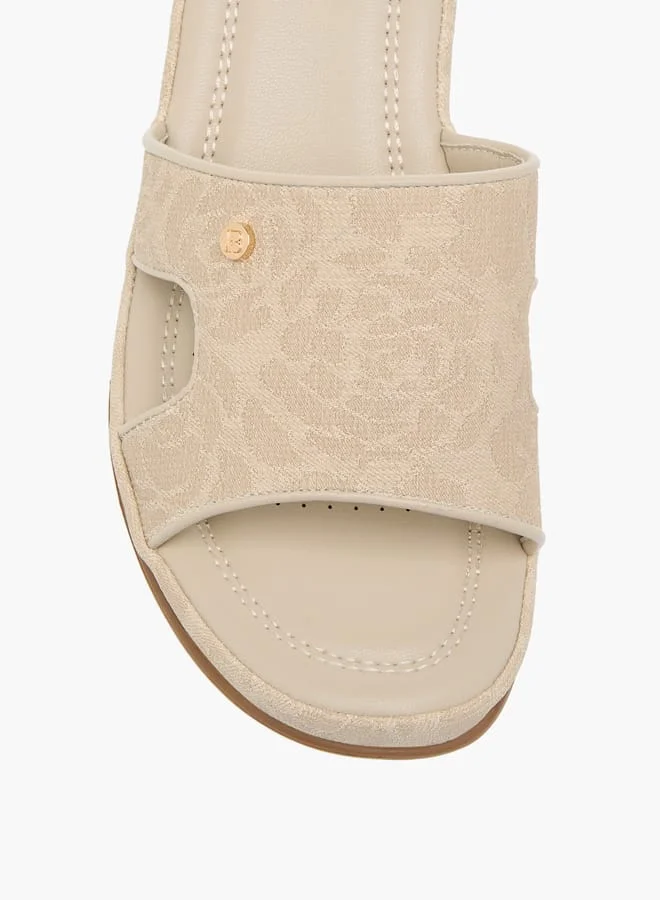 Flora Bella By Shoexpress Womens Floral Textured Slip-On Wedge Heel Sandals