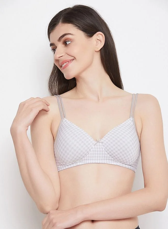 كلوفيا Clovia Padded Non Wired Full Cup Printed T Shirt Bra in White