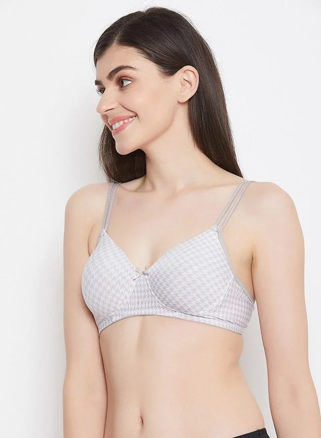 كلوفيا Clovia Padded Non Wired Full Cup Printed T Shirt Bra in White