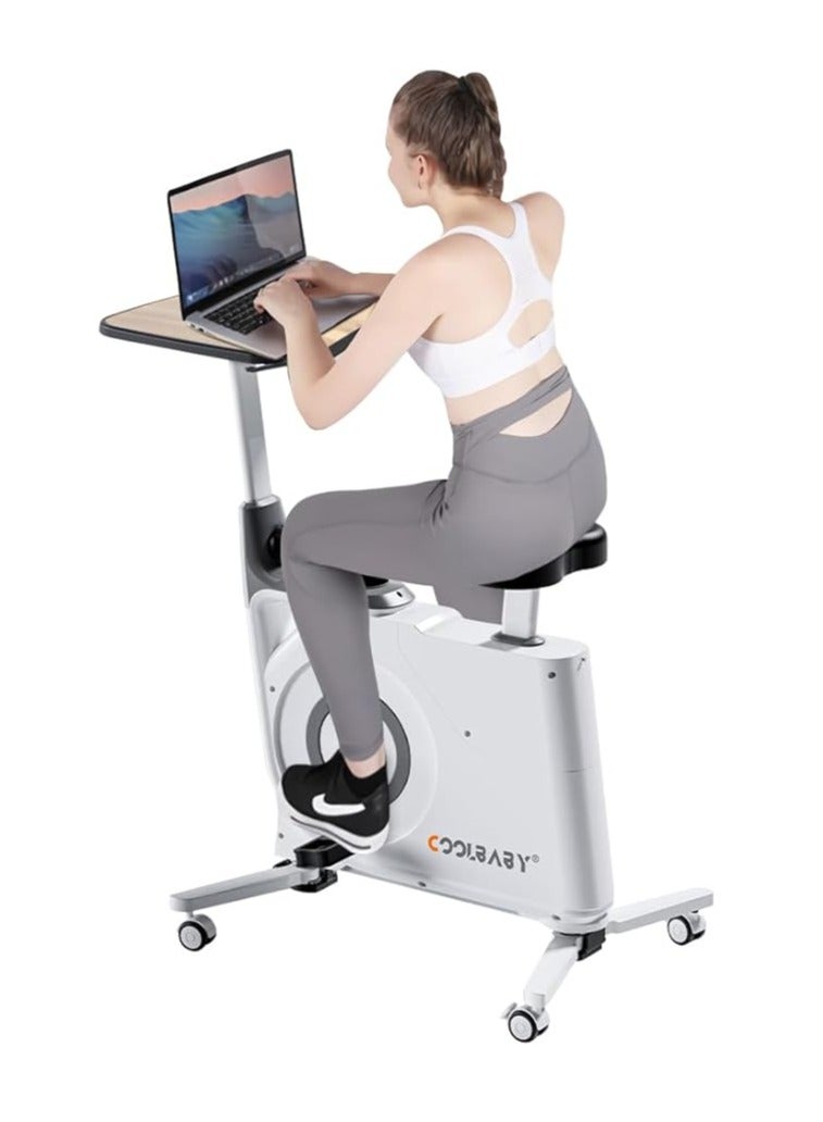 Cool Baby Style Exercise Bike with Desk Home Office Exercise Bike 8 Levels of Magnetic Resistance Foldable Base LCD Display Max Weight 120 kg  - Image 1