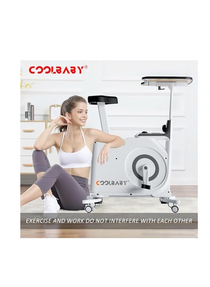 Cool Baby Style Exercise Bike with Desk Home Office Exercise Bike 8 Levels of Magnetic Resistance Foldable Base LCD Display Max Weight 120 kg  - Image 4