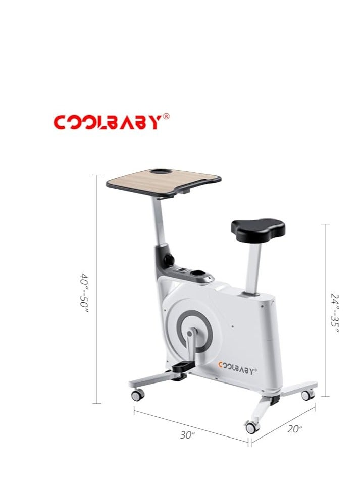 Cool Baby Style Exercise Bike with Desk Home Office Exercise Bike 8 Levels of Magnetic Resistance Foldable Base LCD Display Max Weight 120 kg  - Image 5