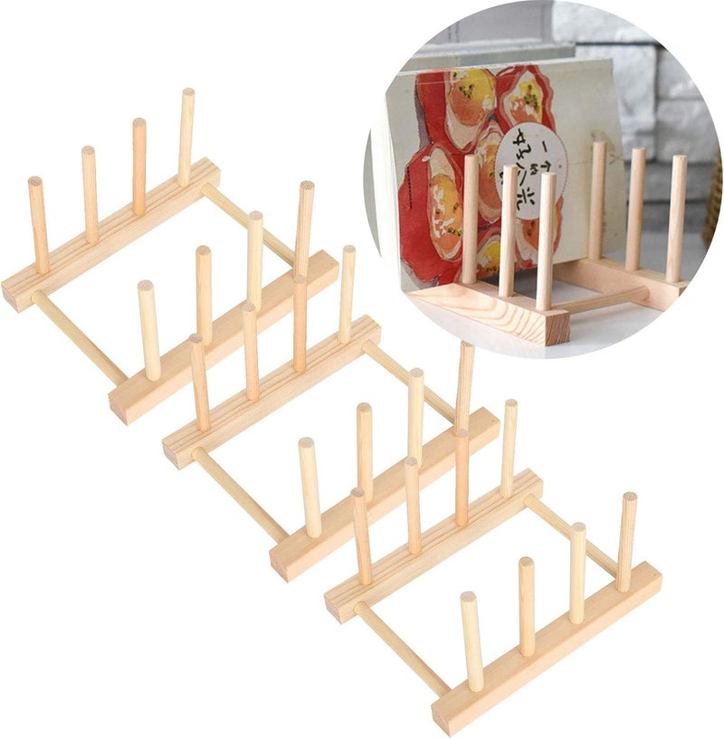 klarako Kitchen Utensils Shelves Home Rack Bookshelves Bowl Storage Racks Study Shelf Decoration Drainer Racks Bowls Wooden Christmastime Ornaments Drying Print Racks - Image 2