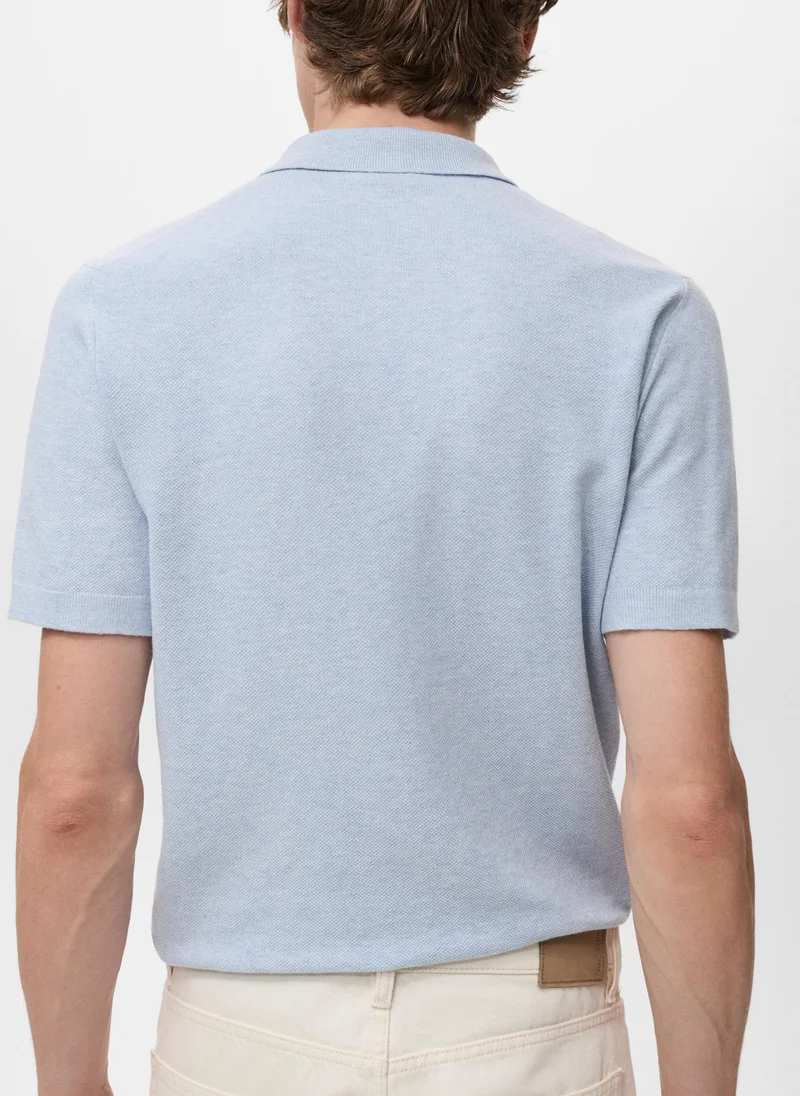 Mango Man Structured knitted slim-fit polo shirt