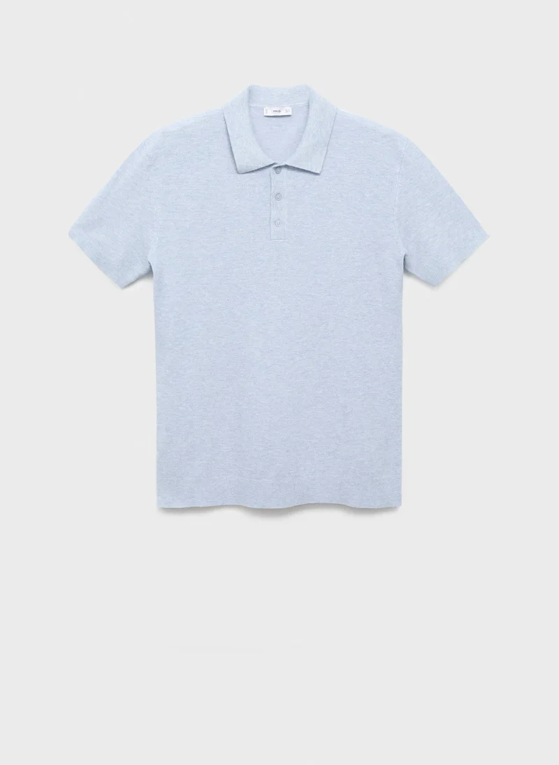 Mango Man Structured knitted slim-fit polo shirt