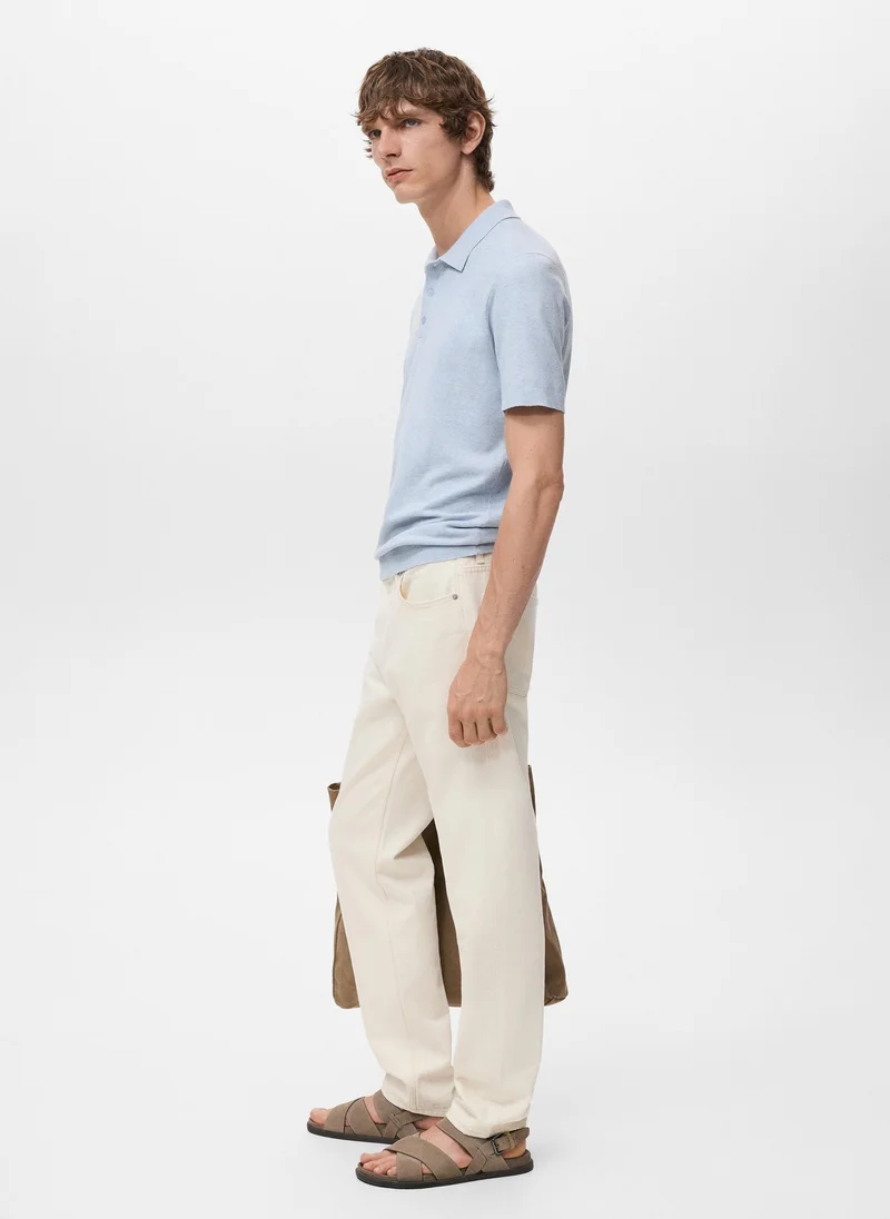 Mango Man Structured knitted slim-fit polo shirt