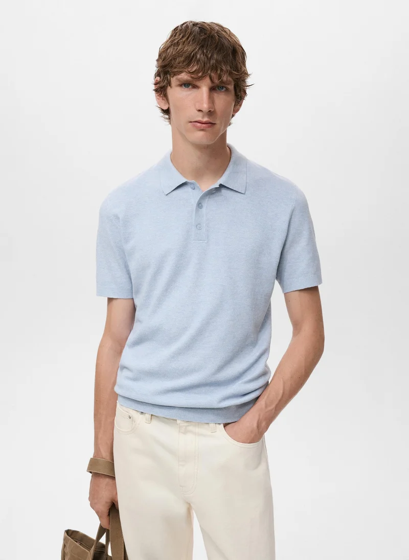 Structured knitted slim-fit polo shirt