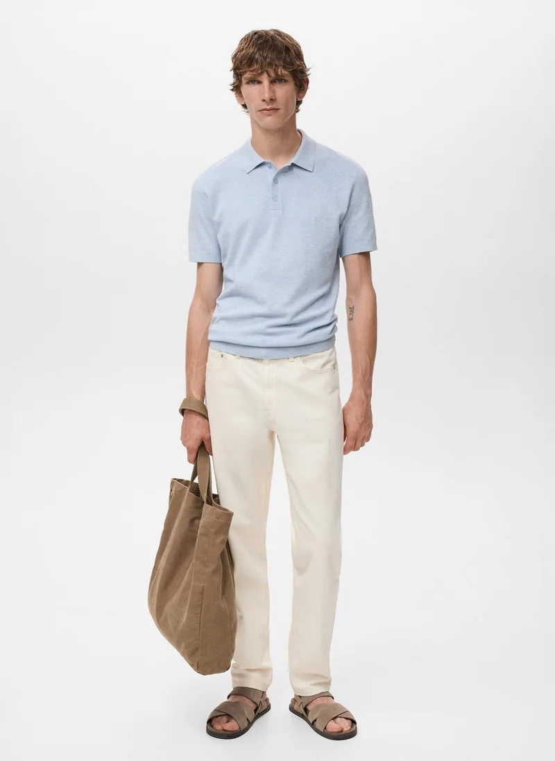 Mango Man Structured knitted slim-fit polo shirt