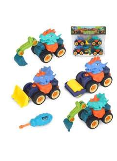 Y&D Digger Toys, Dinosaurs Construction Dinosaur Truck with Screwdriver, Bulldozer, Excavator,Road Roller for Kids Boys Birthday Toys(4Pcs)  - Image 1