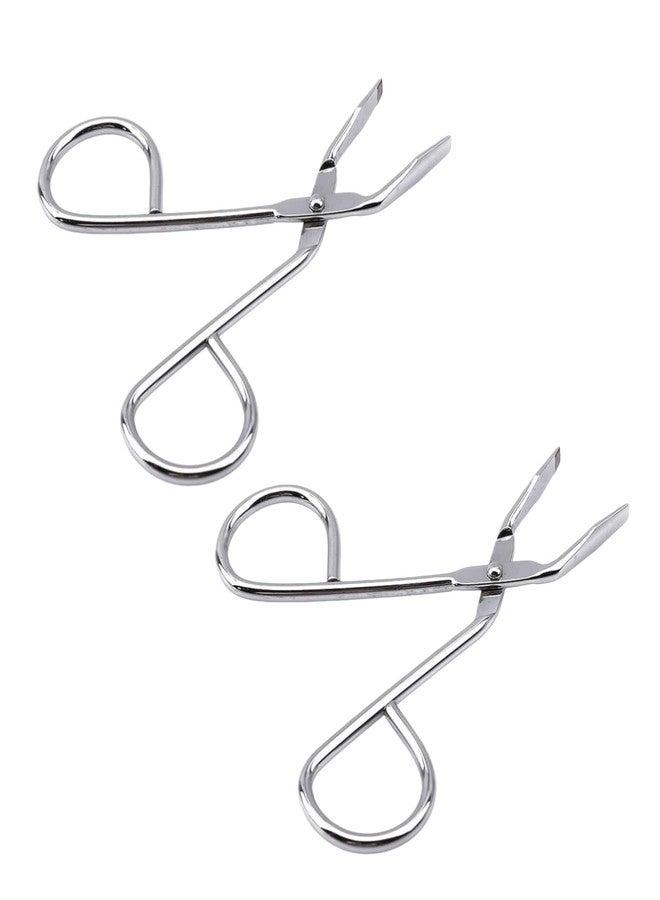 GANPUB 2Pcs Silver Eyebrow Scissors,Elbow Pliers Clip Scissors,Flat Tip Hair Plucker Removal Tweezers,Stainless Steel - Image 1