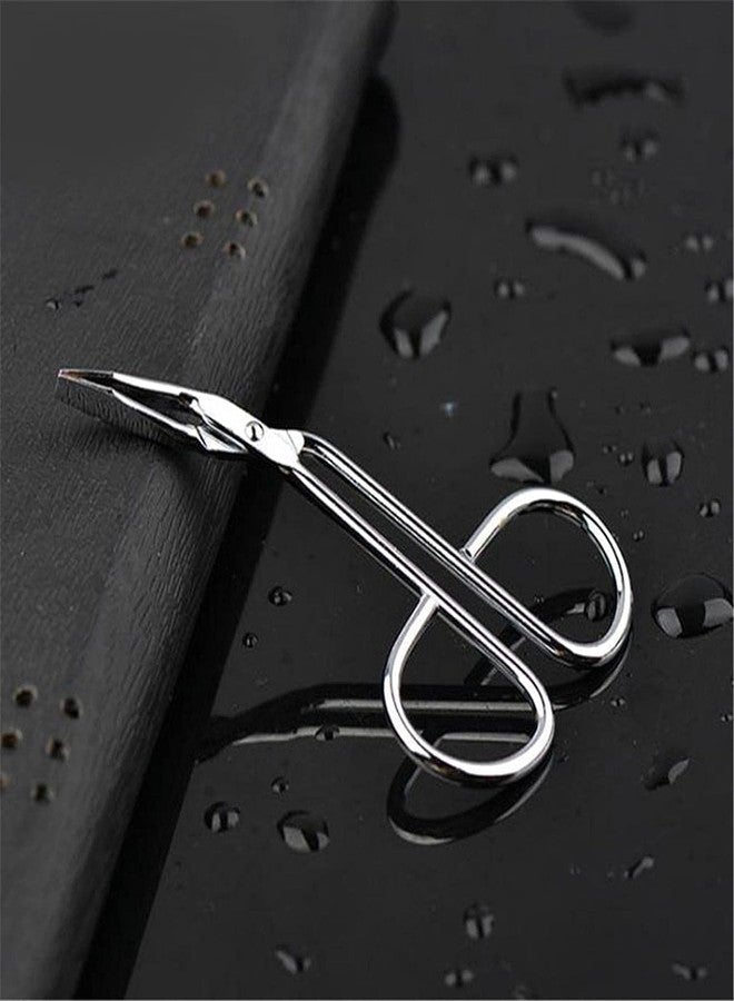 GANPUB 2Pcs Silver Eyebrow Scissors,Elbow Pliers Clip Scissors,Flat Tip Hair Plucker Removal Tweezers,Stainless Steel - Image 5