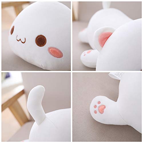 Jensquaify Cat Stuffed Animals, Soft Cat Plush Pillow Kawaii Kitten Stuffed Animal Toy Gifts for Kids (White Round Eyes, 13.7") - Image 2