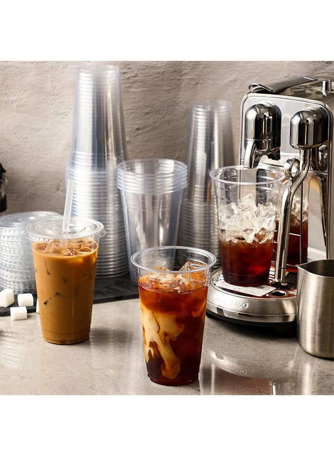 50 أكواب بلاستيكية شفافة مع غطاء، سعة 500 مل أكواب قابلة للتصرف مع فتحات للشفاطة، مناسبة للمشروبات الباردة، الميلك شيك، السموثي، قهوة مثلجة، والمشروبات الجاهزة - Image 4