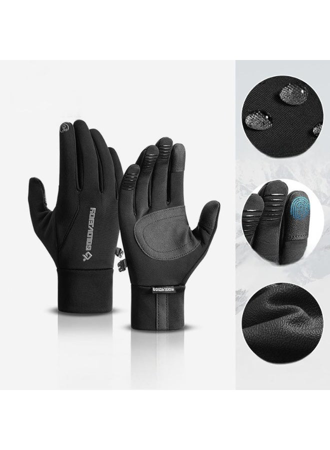 سيوسي قفازات ركوب شتوية للرجال مقاومة للرياح والرذاذ قفازات رياضية خارجية مبطنة بالفرو الحراري مع قبضة مانعة للانزلاق وأطراف أصابع تعمل باللمس ومشبك مانع للضياع لركوب الدراجات والقيادة (L) - Image 2