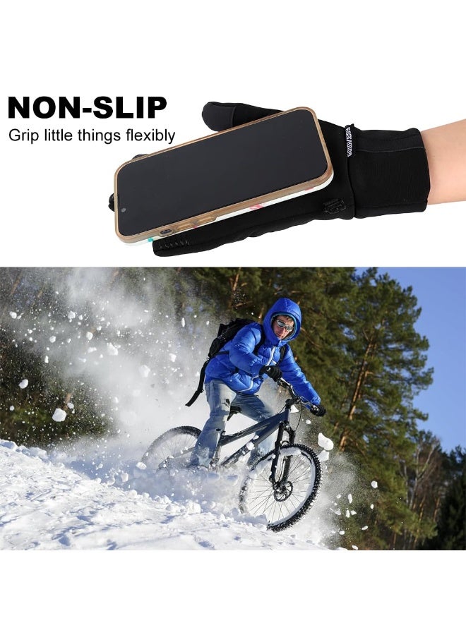 سيوسي قفازات ركوب شتوية للرجال مقاومة للرياح والرذاذ قفازات رياضية خارجية مبطنة بالفرو الحراري مع قبضة مانعة للانزلاق وأطراف أصابع تعمل باللمس ومشبك مانع للضياع لركوب الدراجات والقيادة (L) - Image 5