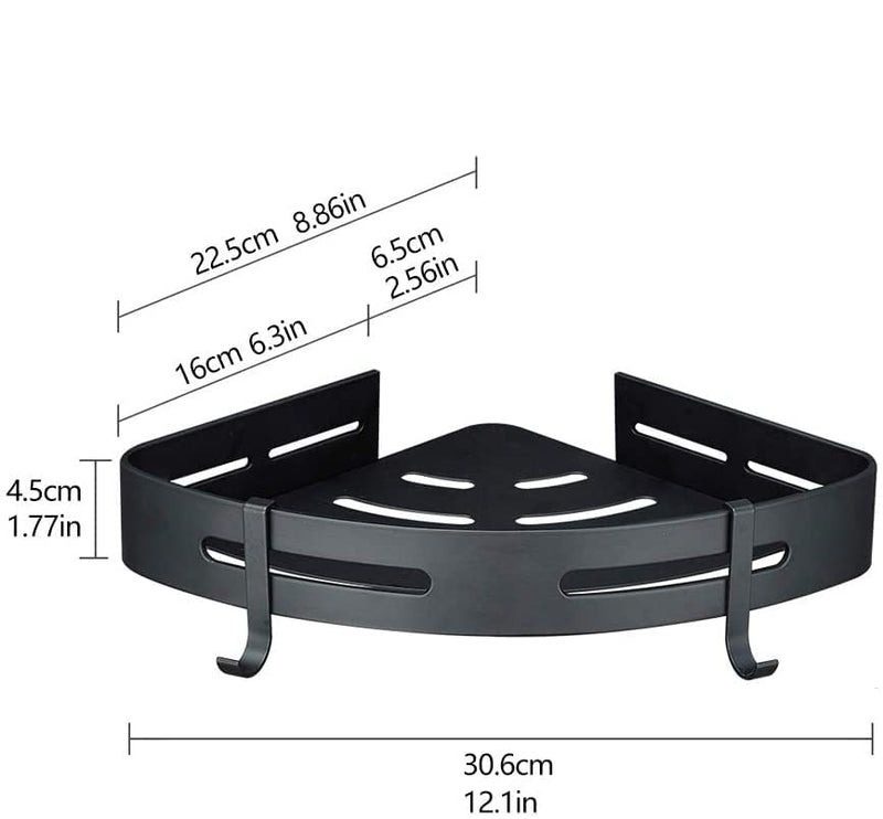 Rylan Self-Adhesive Aluminium Bathroom Corner Shelf Rack Bathroom Corner Organizer Stand Bathroom Organisers Storage Racks Bathroom Shelf/Shelves Corner - Polished Round Corner (Pack of 1) - Image 2