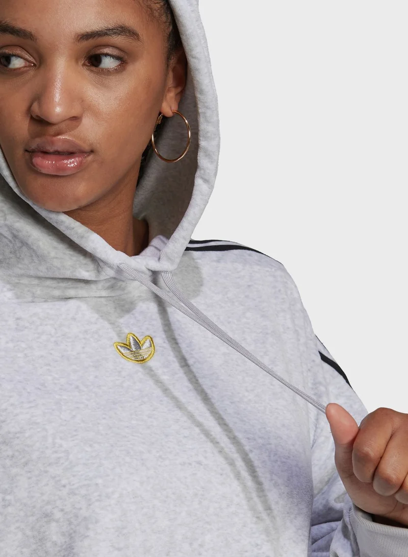 adidas Originals 3 Stripe Cropped Hoodie
