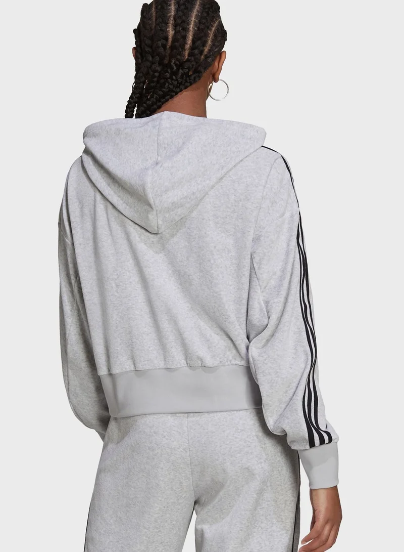 adidas Originals 3 Stripe Cropped Hoodie