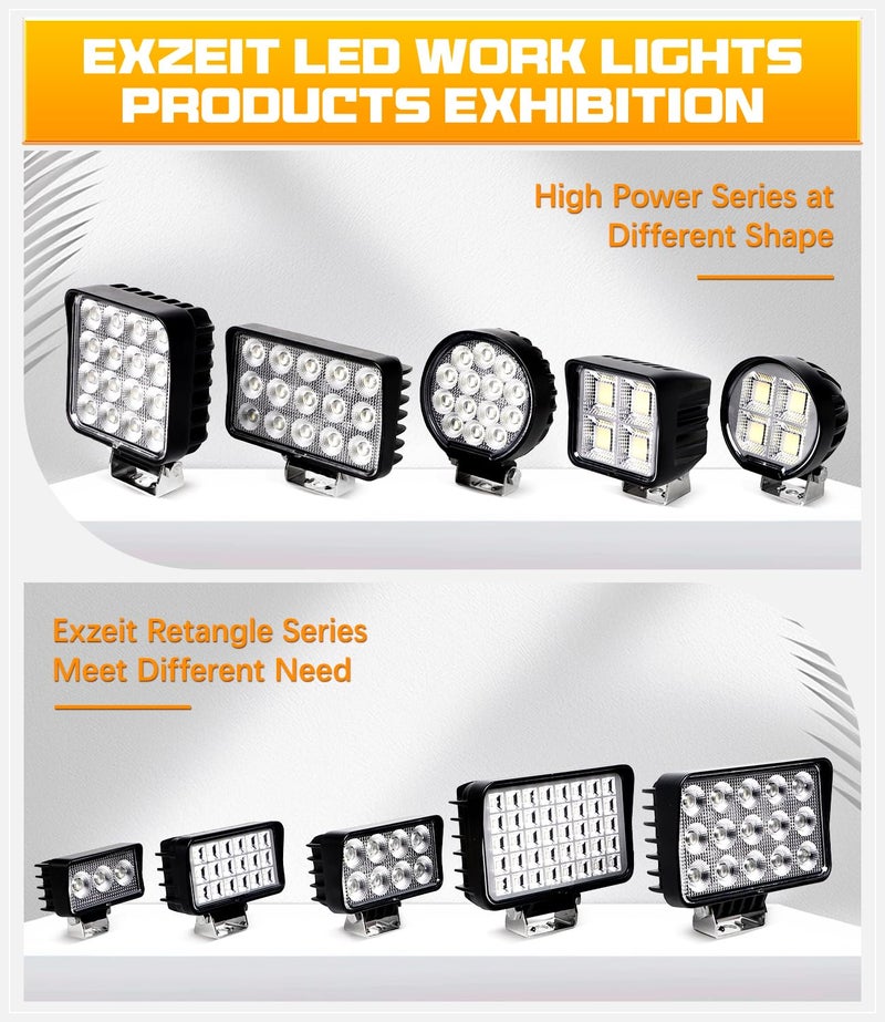 Exzeit 120W 6 Inch Trator Work Light, 10400Lms Excavator Flood Light Offroad Lighting fits Farm Tractor Engineer Truck, 12/24V - Image 5