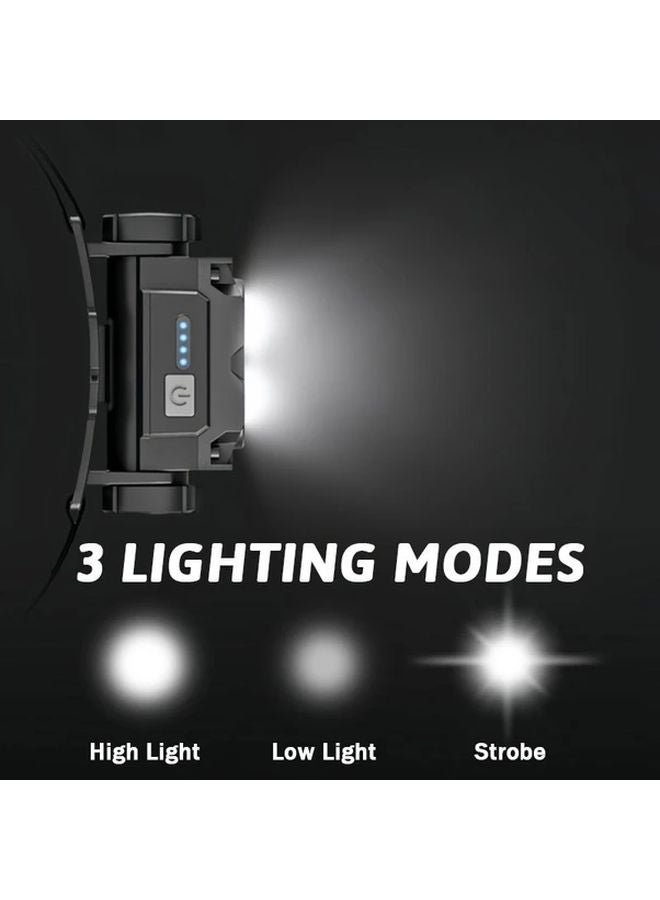 1pc 6LED USB Rechargeable Headlamp with Side Magnet 3 Modes Hands Free Headlight for Hiking Camping Work - Image 4