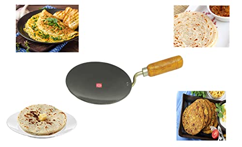 Olrada Iron Roti Tawa, Paratha Tawa with Wooden Handle 10inch Set of 1pcs - Image 5