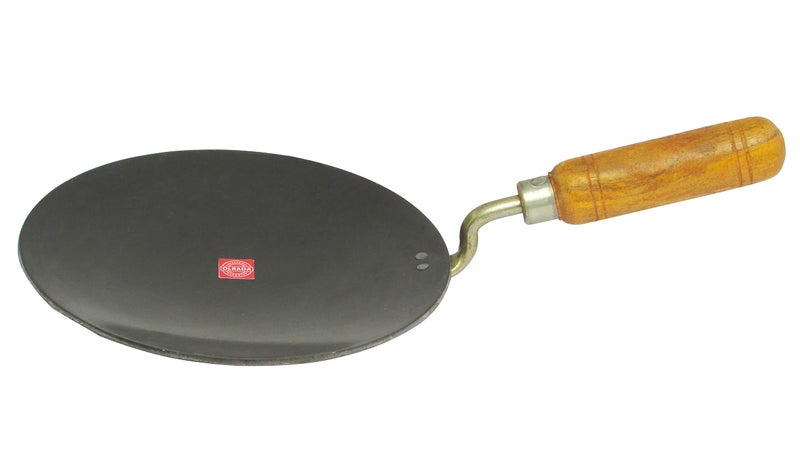 Olrada Iron Roti Tawa, Paratha Tawa with Wooden Handle 10inch Set of 1pcs - Image 1