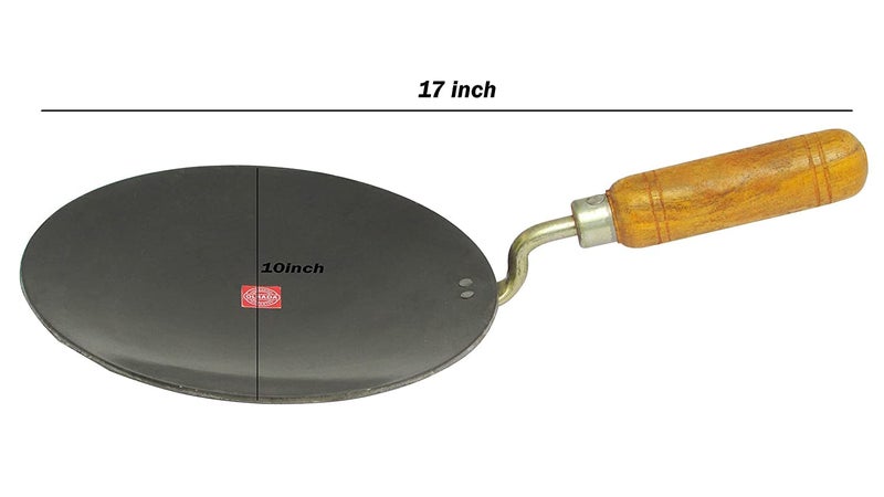 Olrada Iron Roti Tawa, Paratha Tawa with Wooden Handle 10inch Set of 1pcs - Image 4