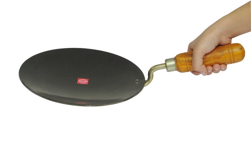 Olrada Iron Roti Tawa, Paratha Tawa with Wooden Handle 10inch Set of 1pcs - Image 2