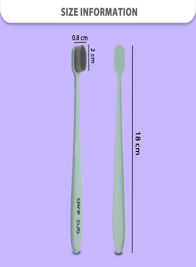 CARE CUB CARECUB Green Flat Head Ultra Soft-Bristles Micro Nano 10,000 Bristle Good Cleaning Effect For Sensitive Teeth Oral Gum,Manual Toothbrush For Adults Pack Of 3 - Image 5