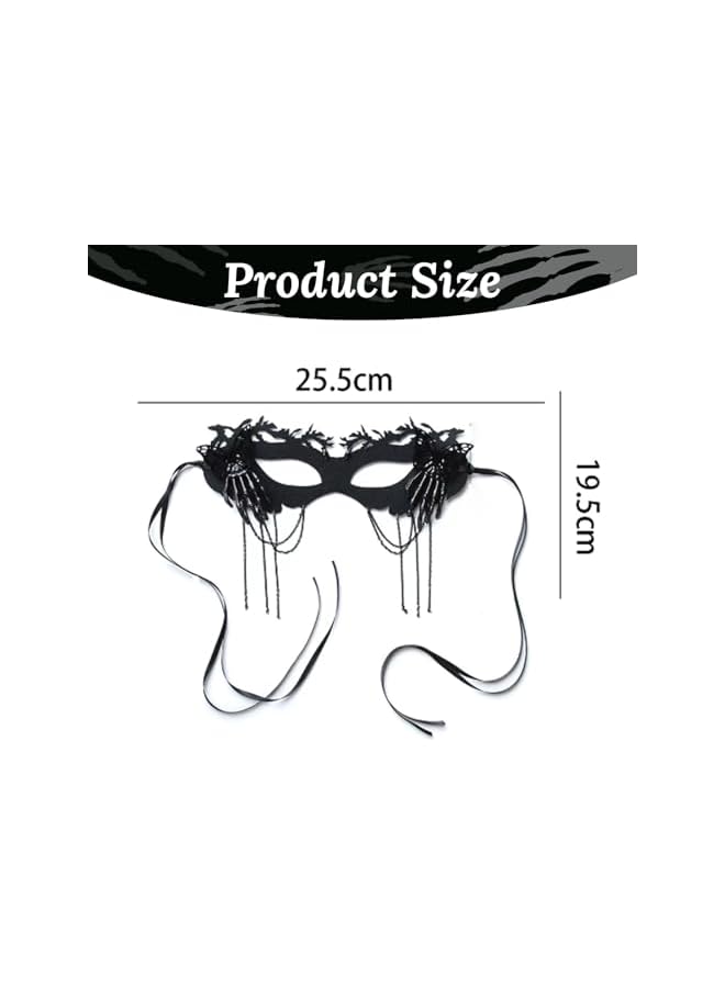The Bros Black Masquerade Mask For Women, Masquerade Mask, Eye Masks With Butterfly And Skull Elements Costume Mask For Masquerade Party Halloween Carnival Ball Proms  - Image 5