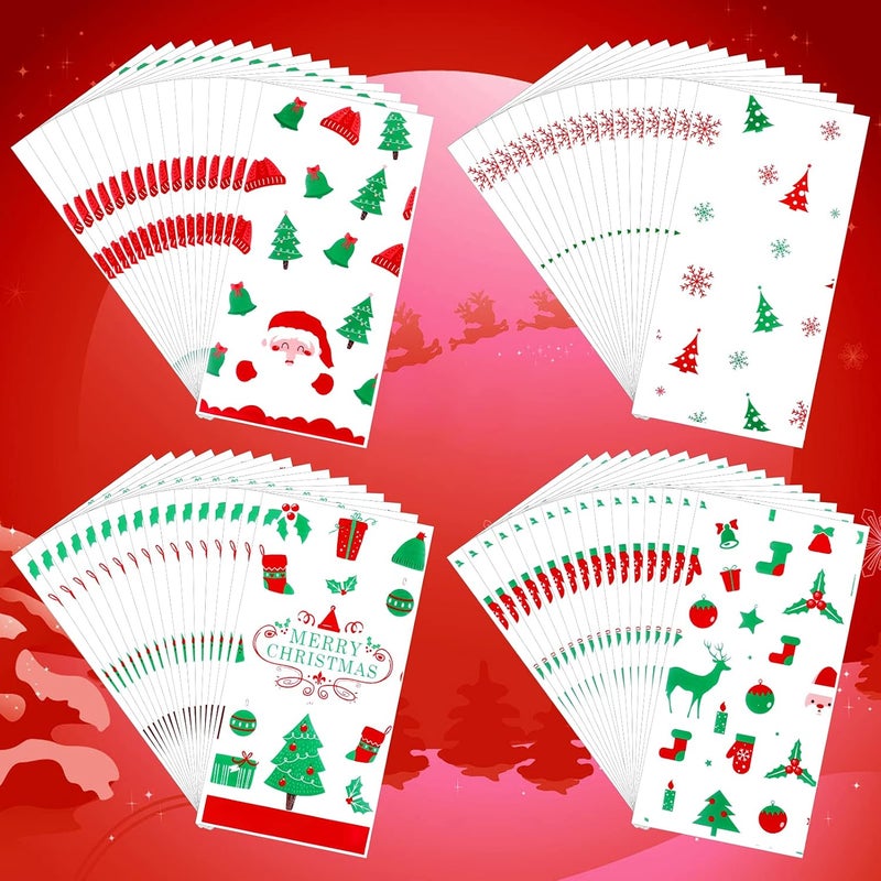 Konsait أكياس سيلوفان عيد الميلاد من كونسايت 100 قطعة أكياس حلوى و بسكويت واضحة مع روابط ملتوية لمخبز البسكويت والشوكولاتة والوجبات الخفيفة أكياس هدايا عيد الميلاد لوازم حفلات عيد الميلاد - Image 3