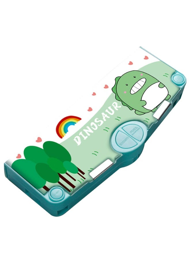 Minache Multifunction Pencil Case, Pencil Box with 2 Compartments for Students - Cartoon Pattern Stationery Set with Pop Out Scissors and Pencil Sharpener (one size, style 4) - Image 1