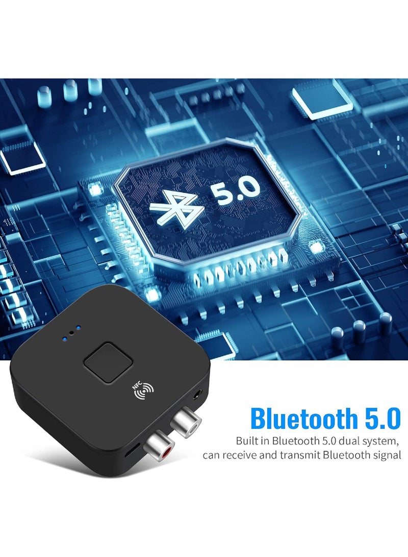 Bluetooth 5.0 Audio Receiver Adapter NFC Wireless Bluetooth Extender 3.5Mm AUX or RCA Input Speaker Bluetooth Audio Adapter for Music Streaming Audio Systems Car and Home Stereo Theater Systems - Image 2