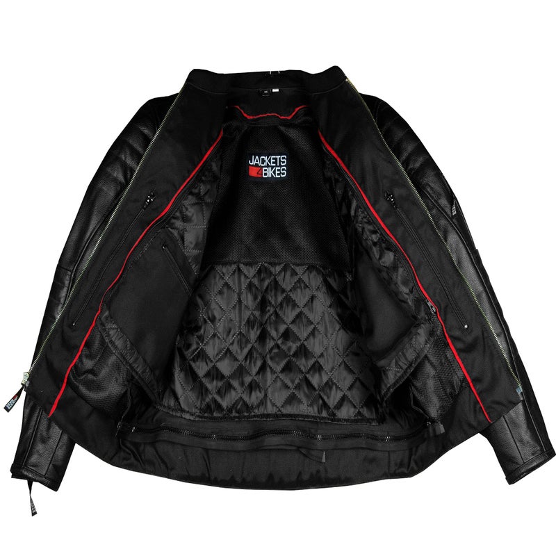 Jackets 4 Bikes REVOLT Men's Motorcycle Jacket, Natural Buffalo Leather, CE Armor - Ventilation, Cruiser Motorbiker Touring Biker Black L - Image 2