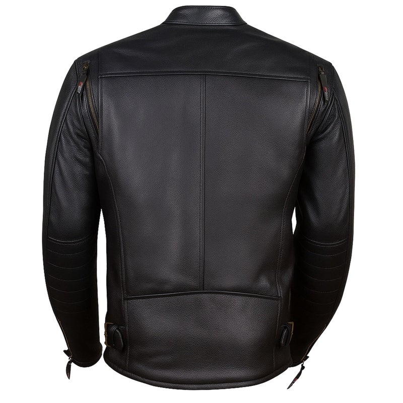 Jackets 4 Bikes REVOLT Men's Motorcycle Jacket, Natural Buffalo Leather, CE Armor - Ventilation, Cruiser Motorbiker Touring Biker Black L - Image 3