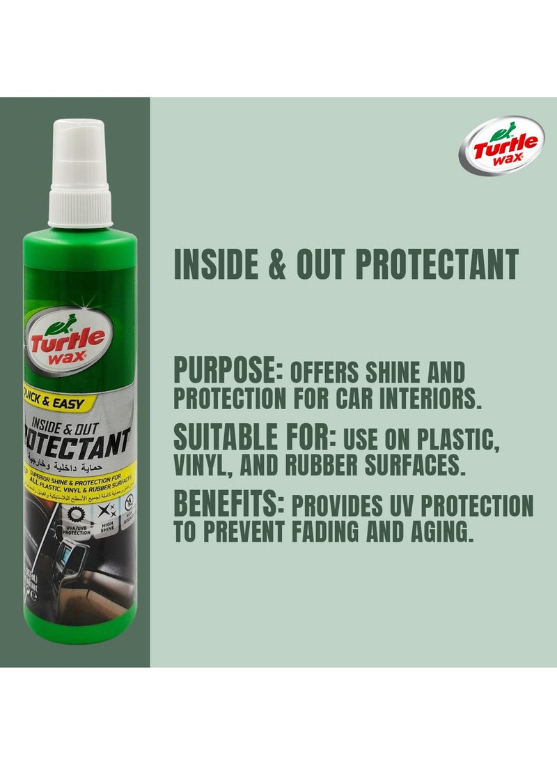 TurtleWax - Turtle Wax Quick and Easy Inside And Out Protectant Deep Rich Shine And Protection For Plastic Vinyl Rubber 307ml - Image 1