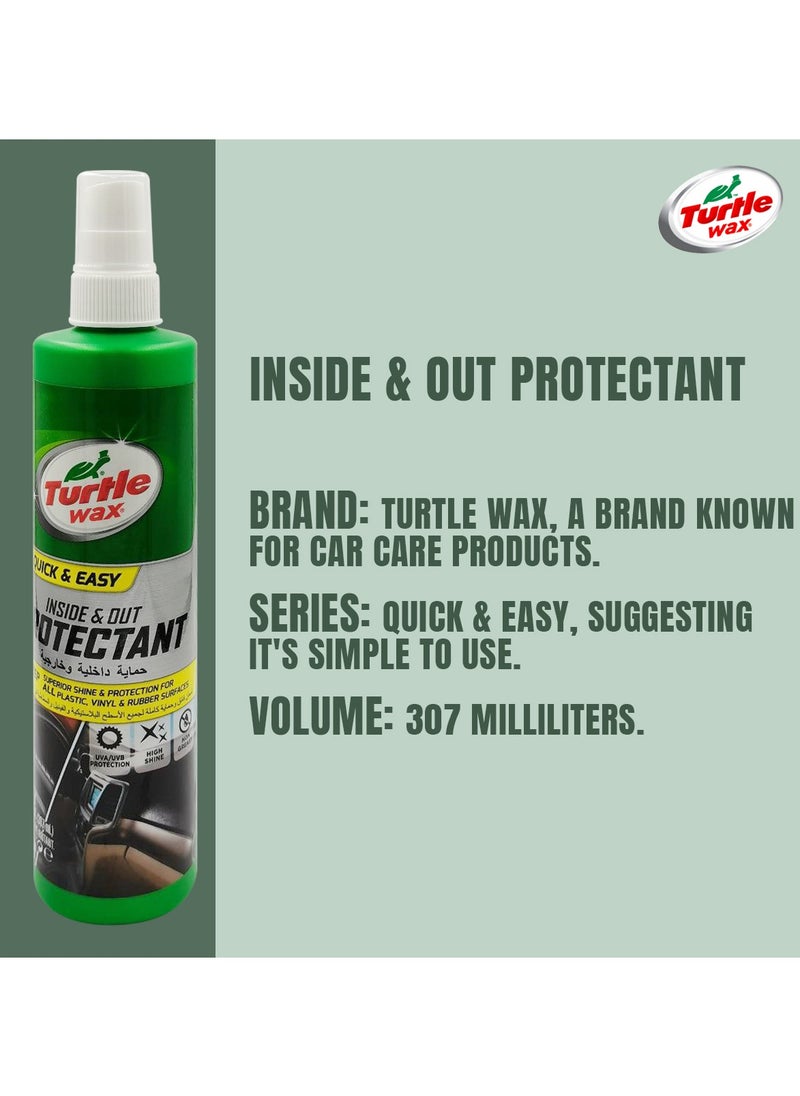 TurtleWax - Turtle Wax Quick and Easy Inside And Out Protectant Deep Rich Shine And Protection For Plastic Vinyl Rubber 307ml - Image 1