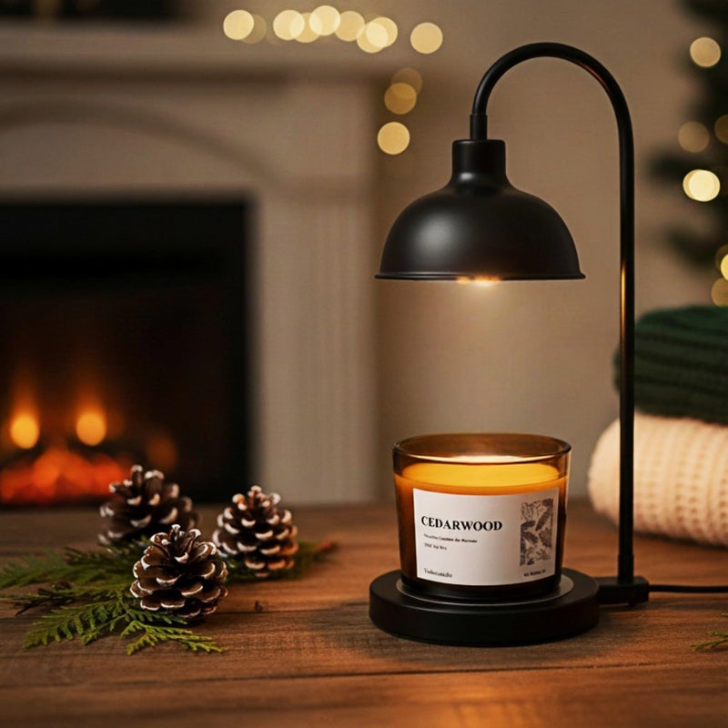 VOHO Cedar Wickless Candles Ideal for Candle Lamp Warmer, 9oz Soy Candle with Stirring Spoon & Lid, Cedarwood Wickless Candles for Candle Warmer Lamp, Winter Holiday Gifts for Men & Home Scented - Image 5