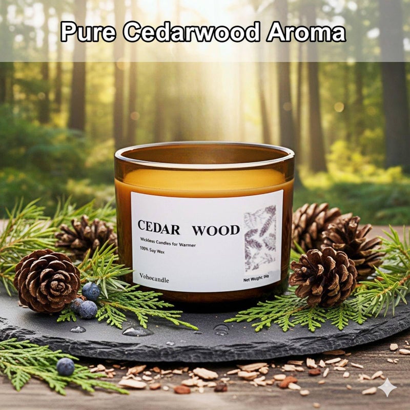VOHO Cedar Wickless Candles Ideal for Candle Lamp Warmer, 9oz Soy Candle with Stirring Spoon & Lid, Cedarwood Wickless Candles for Candle Warmer Lamp, Winter Holiday Gifts for Men & Home Scented - Image 3