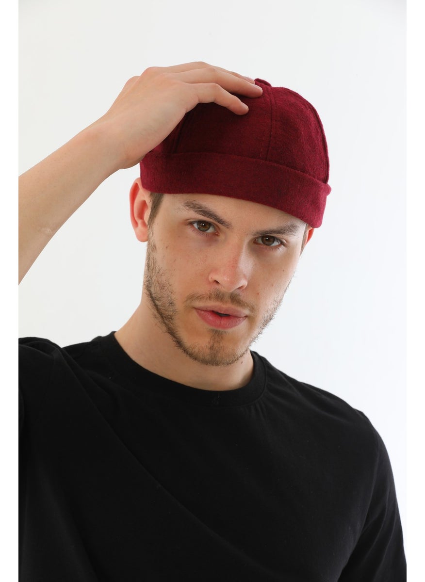 Elif Iç Giyim Elif Underwear Stamped Burgundy Back Adjustable Retro Hip-Hop Skullcap Hat  - Image 3