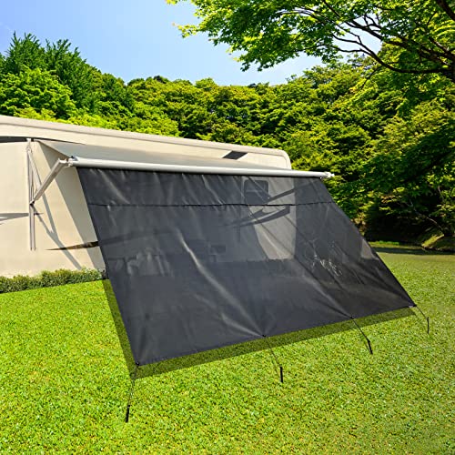 Dulepax RV Awning Shade Screen with Zipper 8'X12'3'' -Second Generation RV Awning Screen Significantly Improves Shadew and Privacy.Universal RV Awning Sun Shade Screen with Complete Kits - Image 1