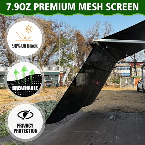 Dulepax RV Awning Shade Screen with Zipper 8'X12'3'' -Second Generation RV Awning Screen Significantly Improves Shadew and Privacy.Universal RV Awning Sun Shade Screen with Complete Kits - Image 2