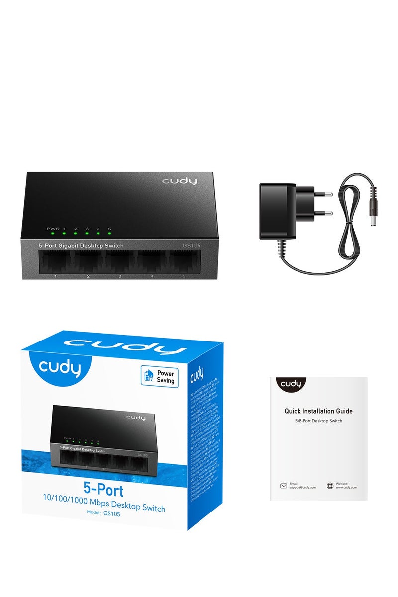 cudy GS105 5-Port Gigabit Unmanaged Ethernet Switch – Metal Casing, Compact, Desktop & Wall-Mount - Image 3