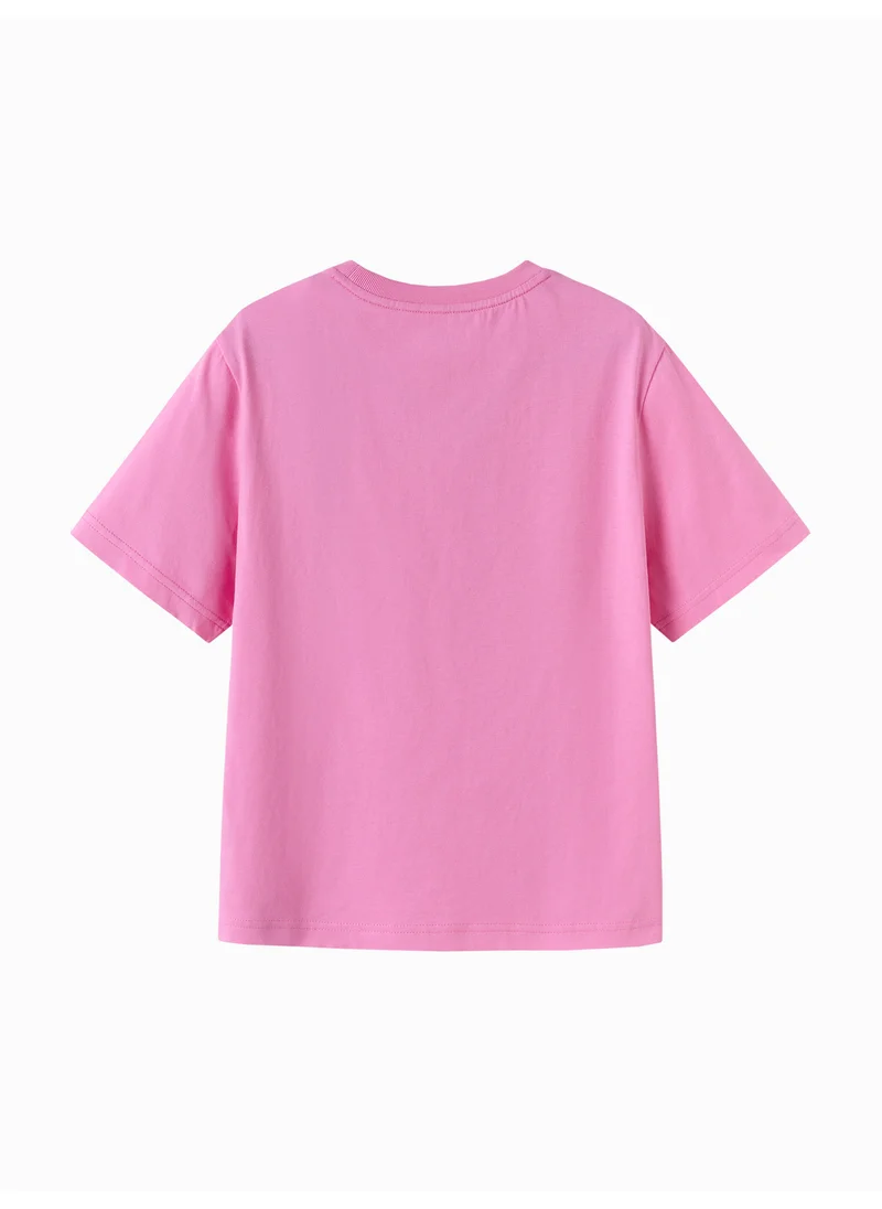 بالابالا Kids Girl Round v-neck short-sleeved T-shirt