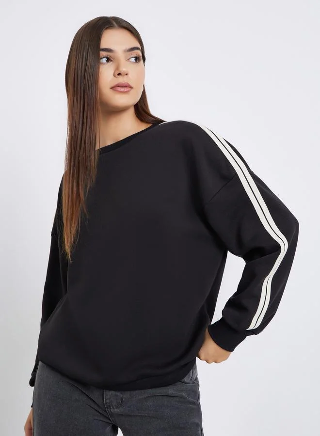 Styli Oversized Longline Sweatshirt with Taping Detail