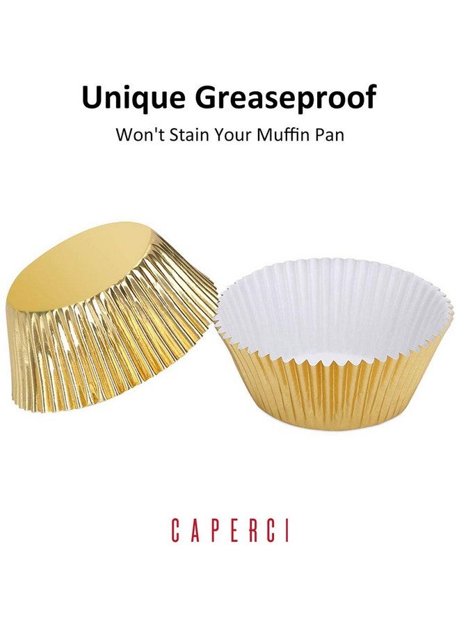 Caperci Standard Cupcake Liners Gold Foil Muffin Baking Cups 150-Pack - Premium Greaseproof & Sturdy Cupcake Papers - Image 4