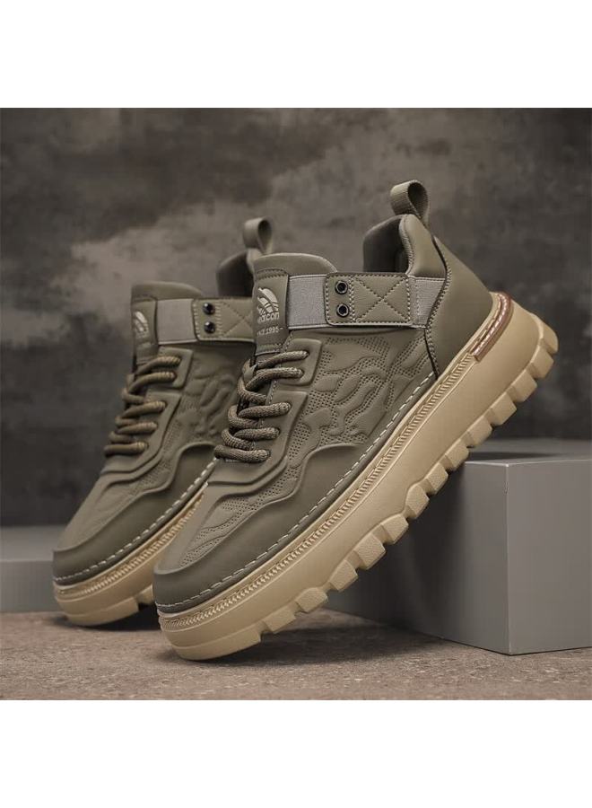 YEARCON Eierkang Men's Retro British Casual Work Shoes Thick Sole Height Increasing Wear-resistant Sports Casual Shoes Brown 40 - Image 4