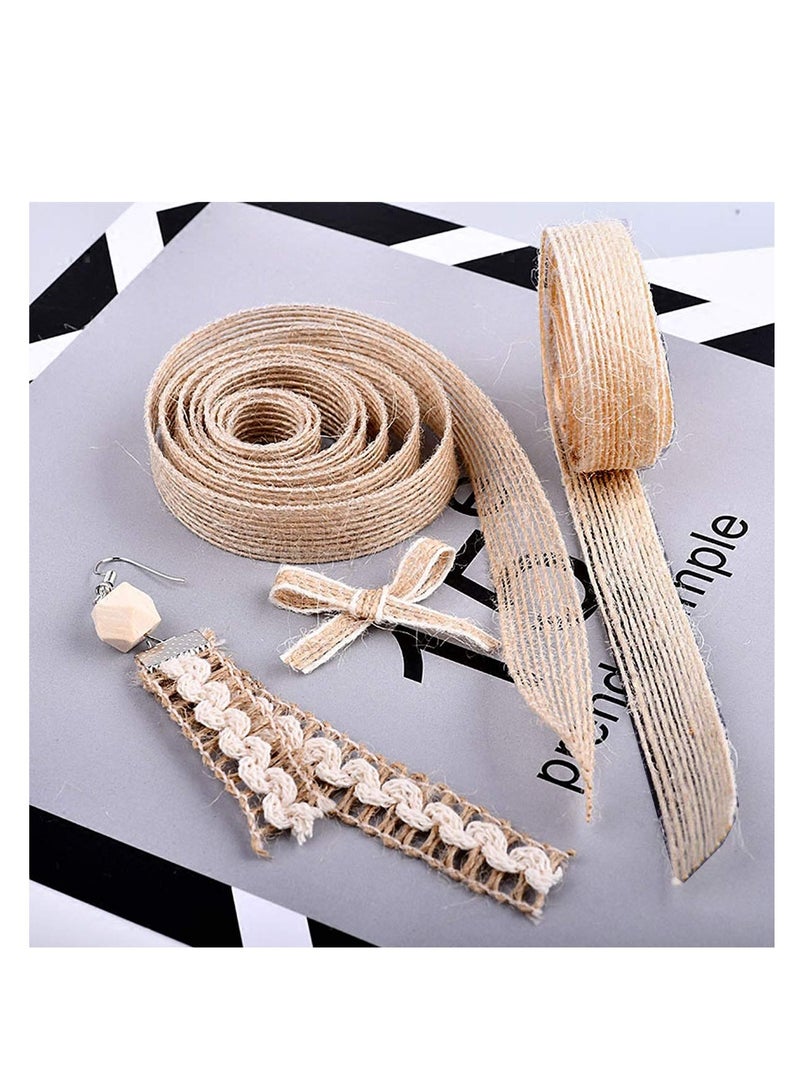 SYOSI 6 Rolls Jute Ribbon, Hessian Fabric Ribbons, Natural Jute Burlap Craft Ribbon for DIY Crafts Wedding Party Decoration House Gifts Decoration  (1.5cm,2cm,3cm) - Image 4