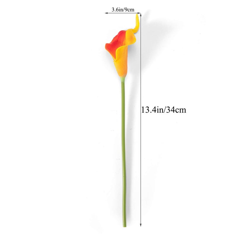 Crafjie 22pcs 13.4 Inch Orange Flowers Artificial Calla Lily Flowers  for Home Decor for Spring Flowers  Home Kitchen  Wedding Decorations  and centerpieces(Sunset) - Image 3